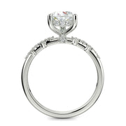 Diana Pear Cut Pave Hidden Halo 4 Prong Claw Set Engagement Ring Setting - Nivetta